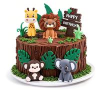 15 pezzi Decorazioni per torte a tema animali selvatici, simpatici leoni della giungla, elefanti, giraffe, scimmie foglia, adatti per compleanni, feste per la rivelazione del sesso, torte e feste a te