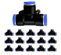 15 pezzi di collegamento pneumatico OD da 6 mm, raccordo a T a 3 vie, raccordi rapidi in plastica PE, adattatore per tubi dell'aria push in Connect (PE - 6 mm - 15 pezzi)
