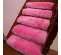 15 pezzi di gradini per scale in finta lana, moquette a pelo lungo, antiscivolo e resistente all'usura, adatta per scale, corridoi e comodini Dark pink 25 * 65 CM