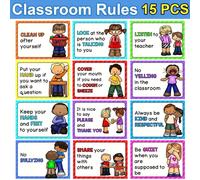 15 pezzi di regole in i inglese poster educativo per i decori delle