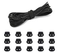 15 Pezzi Di Serrature in Plastica Nera, 1 Pezzo Di Cavo Elastico Nero Da 5 M, Tappo Antiscivolo Con Coulisse, Ancoraggio Con Coulisse a Doppio Foro, Chiusura Con Cavo a Molla a Doppio Foro