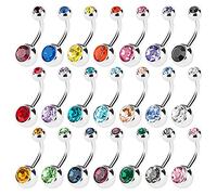 15 pezzi donne ombelico barrette per pancia bottoni anelli colorati strass intarsiati corpo piercing Barbells colore casuale costo-efficace e durevoleIntelligenza pratica.