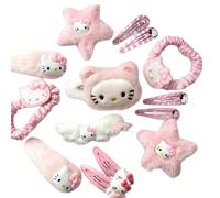 15 pezzi Fermagli per capelli Hello Kitty di Sanrio, un set carino e dolce di fermagli per capelli Hello Kitty, inclusi fermagli per la frangia e altro, perfetti per San Valentino, stile casuale 15 pz
