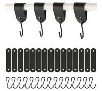 15 Pezzi Ganci a S con Pelle, Gancio a S Inox Neri, Ganci Cucina 12.5 * 3cm, Gancetti per Vestiti, Asciugamani, Armadio e Camping