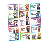 15 pezzi I poster di regole in classe di inglese mostrano assistenza