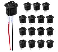 15 pezzi interruttore a bilanciere rotondo 12V 20A, impermeabile e illuminato, per auto, barca, camion, moto - colore nero, ideale come pulsante ON/OFF resistente e sicuro.
