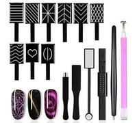 15 Pezzi Magnete Bastone Set per Unghie, Cat Eye Magneti per Unghie, 3D Cat Eye DIY Nail Art Tool per Effetto Occhio di Gatto Brillante Strumento Nail Art con Bastone Magnetico per Gel UV/Smalto
