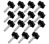 15 Pezzi Manopola a Vite M6×25mm, Viti a Testa Stella, Viti a Maniglia in Lega di Zinco Nere, Vite a Manopole a Forma di Stella per Macchine, Mobili ed Elettronica
