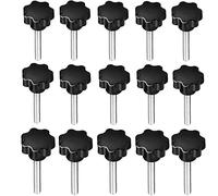 15 Pezzi Manopola di Bloccaggio, M8 x 40 mm Vite a testa zigrinata Vite di serraggio Filettatura maschio Vite a stella Manopola Di Serraggio A Vite Sette Stelle Plum Maniglia a Testa di Gomma Nero