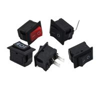 15 pezzi Mini interruttore a bilanciere nero e rosso Interruttori a scatto Pulsante AC250V3A / 125V6A 3/2 Pin 10 * 15mm Interruttore a bilanciere di alimentazione On-off(KCD 2D 2P Bent feet)