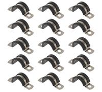 15 Pezzi Morsetto Cavo in Acciaio Inox 304 a U Gomma Nera | Design a U Asole, Resistente a Ruggine e Corrosione, per Cavi e Tubi Flessibili