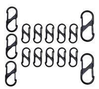 15 Pezzi Moschettone a Forma di S Multifunzionale, Mini Moschettoni Portachiavi 50mm/40mm/32mm, Nero Durevole a Doppia Molla Fibbia S, per Escursionismo, Pesca, Campeggio