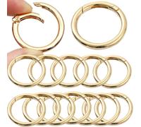 15 Pezzi Moschettone Rotondo 40 MM Grande con Molla, Chiusura a Scatto per Portafogli, Borsa, Borsetta, Portachiavi, Accessori Artigianali (Oro)