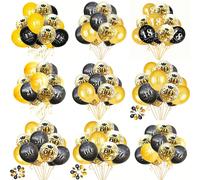 15 pezzi Palloncini di lattice da 30 cm per feste di compleanno del 18°, 21°, 30°, 40°, 50°, 60°, 70°, 80° anniversario, decorazione per feste a tema nero e oro, adatti per feste di compleanno di 18, 
