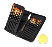15 Pezzi Pennello Set Olio Acquerello Guazzo Penne Con Palette Coltello E Spugna