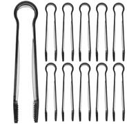 15 Pezzi Pinze Mini, Multifunzione, Nero Plastico | Impugnatura Antiscivolo, Finitura Trasparente, per Cubetti di Ghiaccio, Caramelle, Frutta e Tavole Festive