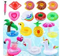 15 pezzi portabevande gonfiabili per piscina, cocktail con pompa ad aria, fenicottero, palma, decorazione per bambini, gadget estivi per piscina idromassaggio, feste