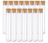 15 Pezzi Provette plastica,Provetta Con Tappi Sughero,Provette portaconfetti,Provette trasparente,Provette con Tappo,per Esperimenti,DIY Artigianato,Dolciumi,Spezie(16 * 150mm)