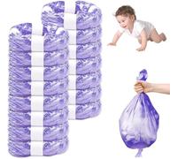 15 Pezzi Ricarica Mangiapannolini, Sacchetti Mangiapannolini Antiodore Inodore Addensata, Ricarica Mangiapannolini Compatibile Tommee Tippe, Twist & Click, LitterLocker (Viola)