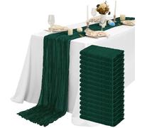 15 Pezzi Runner da Tavola Verde Scuro 300cm Runner da Tavola Boho in Garza Rustica, Tovaglia Decorativa per La Tavola di Nozze per Feste di Matrimonio, Vacanze(55x300cm)