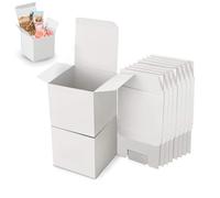 15 Pezzi Scatole Regalo in Carta Kraft, Scatole di Cartone 10 x 10 x 10 cm, Scatola Cartone con Coperchio Facile da Assemblare, Scatola Regalo Quadrata, per Festa di Natale, Compleanno(Bianca)