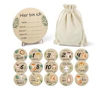 15 Pezzi Segnaposto Battesimo Bimbo, Legno Milestone Cards, Fiocco Nascita Bimba, Regali per La Nascita per Donne Incinte, Future Mamme