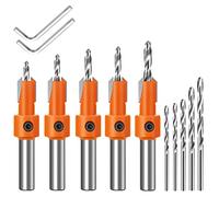 15 Pezzi Set di Punte da Trapano Svasatori per Legno,Lytool Set di Punte Regolabile per Svasatura per Legno,Set di Svasatori per Trapano, con 5 Chiave Esagonale Falegnameria