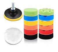 15 Pezzi Set di Spugne per Lucidatura Auto, Tampone per Lucidatura Auto, Spugna per Auto Lucidatrici Lucidatura Levigatura Ceretta, con Adattatore per Trapano, Cuscinetti di Cera di Lana