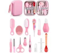 15 Pezzi Set per la Cura del Bambino del Set Bagnetto Neonato, Set Cura Neonato Professionale Professionale, Accessori per Bambini Senza BPA, Adatto per Neonate, Ideale per Viaggi e Casa - Rosa