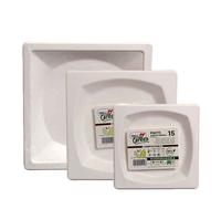 15 Piatti quadrati in polpa di cellulosa DOpla Green compostabili