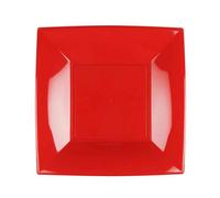 15 Piatti quadrati lavabili per microonde rossi 23x23 cm