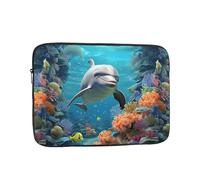 15 Pollice Borsa Del Manicotto Del Computer Portatile Impermeabile Antiurto Borsa Del Computer Delfino e Corallo Borse Pelle Leggero Tablet Custodia Da Trasporto