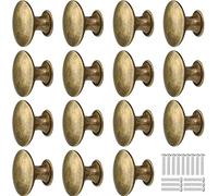 15 Pomello per Mobili Vintage Bronzo, 30mm Maniglie Rotonde Antiche, Pomello Metallo per Cassetto a Fungo, Manico Rotondo a Foro Singolo con Viti Abbinate per Armadietti, Cassetti, Cucina, Bagno