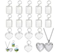 15 Portachiavi Con Cornice Per Foto In Acrilico, 1 Collana Con Ciondolo D'Amore, Trasparente E Fronte-Retro Per L'Esposizione, Leggero E Resistente, Adatto Per La Commemorazione Del Regalo.