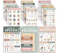 15 poster boho con parti del discorso per aule (28 x 43,2 cm), poster di grammatica inglese, ELA per scuola media, arte da parete inglese, nomi, pronomi, processo di scrittura, tipo di frasi, senza