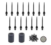 15 punte per freccette in acciaio, con 30 anelli in gomma e 2 freccette, temperamatite, punte in metallo per freccette