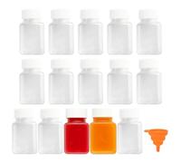 15 Pz Bottigliette di Plastica Piccole 100ml,Barattolini Plastica Piccoli con Tappo, Bottigliette Vuote,Contenitori Riutilizzabili a Bocca Larga Trasparenti Riutilizzabili per Succhi Acqua Frullati