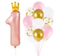 15 Pz Palloncini Compleanno Bambini 1 Anno Palloncini Alluminio Palloncini Metallizzati Oro Coriandoli Decorazioni Festa Compleanno Addobbi Casa Fai da Te