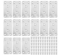 15 Pz Piastra Staffa Angolare Piatta in Acciaio Inox, Connettori Piatti in Metallo, Staffe Piatte Angolari, Piastra di Giunzione Piatta, Connettore di Riparazione per Sedie Mobili Tavoli(80 x 40 mm)