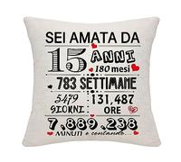 15° Regalo di compleanno per ragazze Regalo di compleanno per ragazza di 15 anni 15 anni Cushion Cover per figlia nipote sorella Bestie 15 anni Regalo per compleanno anniversario Natale(15)