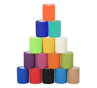 15 rotoli di benda autoadesiva, benda autoadesiva 5 cm x 4,5 m, materiale elastico per bende, benda adesiva, benda autoadesiva, benda autoadesiva di fissaggio per cani, gatti, piedi, dita