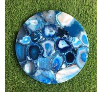 15 " Rotondo Blu Agata da Tavolo - Casa Decorazione - Lusso Naturale Gemma