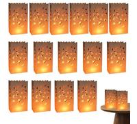 15 sacchetti di carta per candele bianche, 15x9x26 cm, design con stelle e luna, perfetti per decorazioni di compleanni, matrimoni, Halloween, Natale e altre occasioni