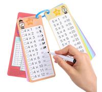 15 schede flash per moltiplicazione tabelline, da 0 a 12 volte con 2 pennarelli cancellabili a secco e 1 anello, grafico di moltiplicazione per apprendimento di primo e 3° grado