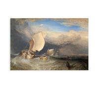 15+ stampe famose di J. M. W. Turner, barca da pesca con hucksters contrattazione per pesci, poster artistico su tela e stampa artistica da parete moderna per famiglia
