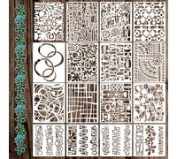 15 stencil geometrici, stencil riutilizzabili con texture astratta, per pittura e disegni artistici con tecnica mista, stencil per artigianato, pittura su carta, carta, album di ritagli, pareti