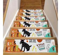 15 tappetini antiscivolo per scale, 76 x 20 cm, per gradini in legno per interni, simpatici bordi per chitarra rock staicase, tappetino per bambini, anziani e cani