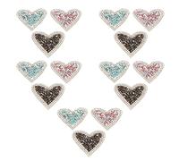 15 toppe termoadesive lucide a forma di cuore con glitter, decorazioni per riparazioni artigianali fai-da-te