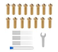 15 ugelli in ottone da 0,4 mm per stampante Anycubic Vyper Kobra Max E3D V6, ugelli in ottone Hotend da 0,4 mm con kit di pulizia, Hotend estrusore in ottone Nozzle Kit estrusore ugello per stampante