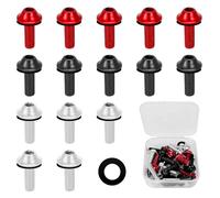 15 viti di rivestimento per moto, M5 x 16 mm, viti di fissaggio per parabrezza, in alluminio, per moto, scooter, parabrezza (argento, nero, rosso)